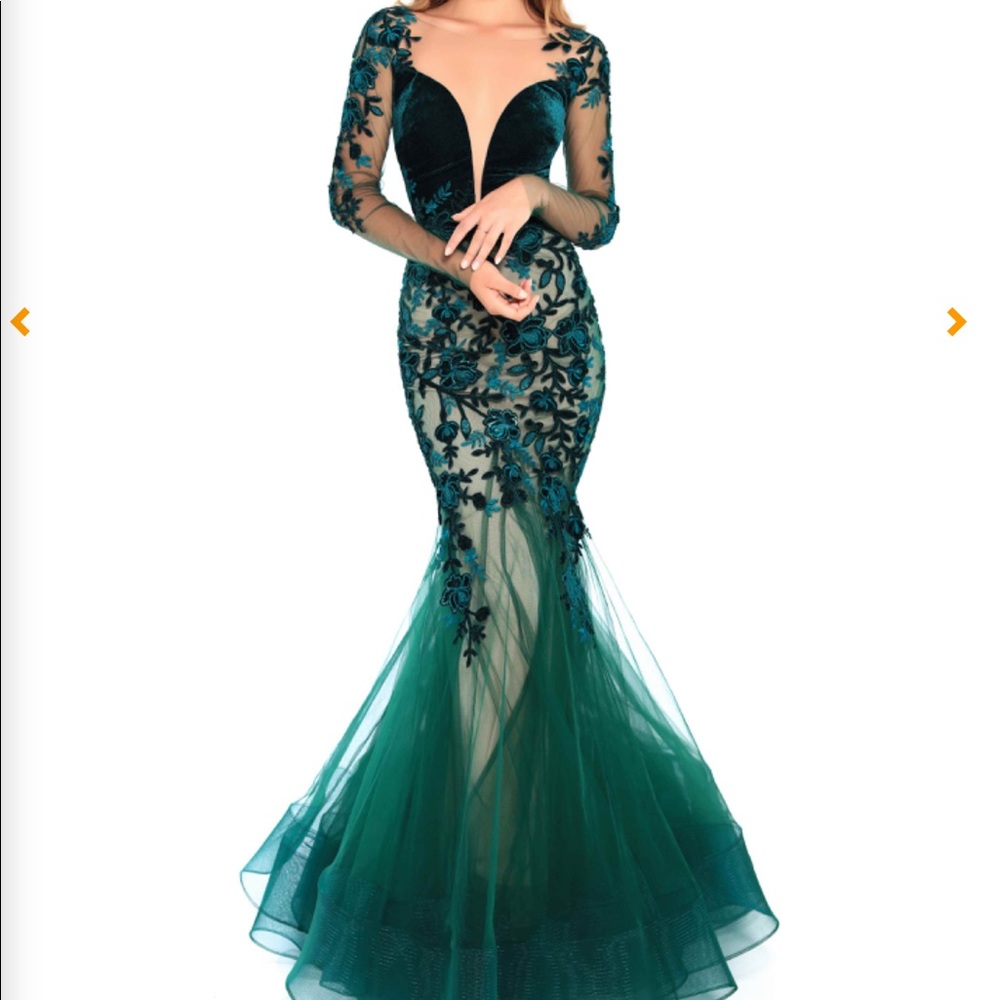 Tarik Ediz Velvet long dress style #93656